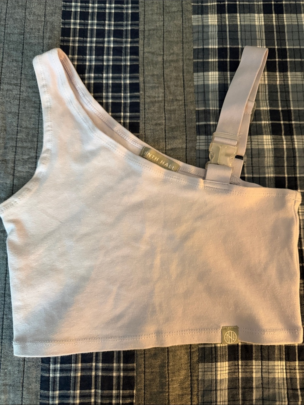 Ninth Hall Lavender One-Shoulder Crop Top